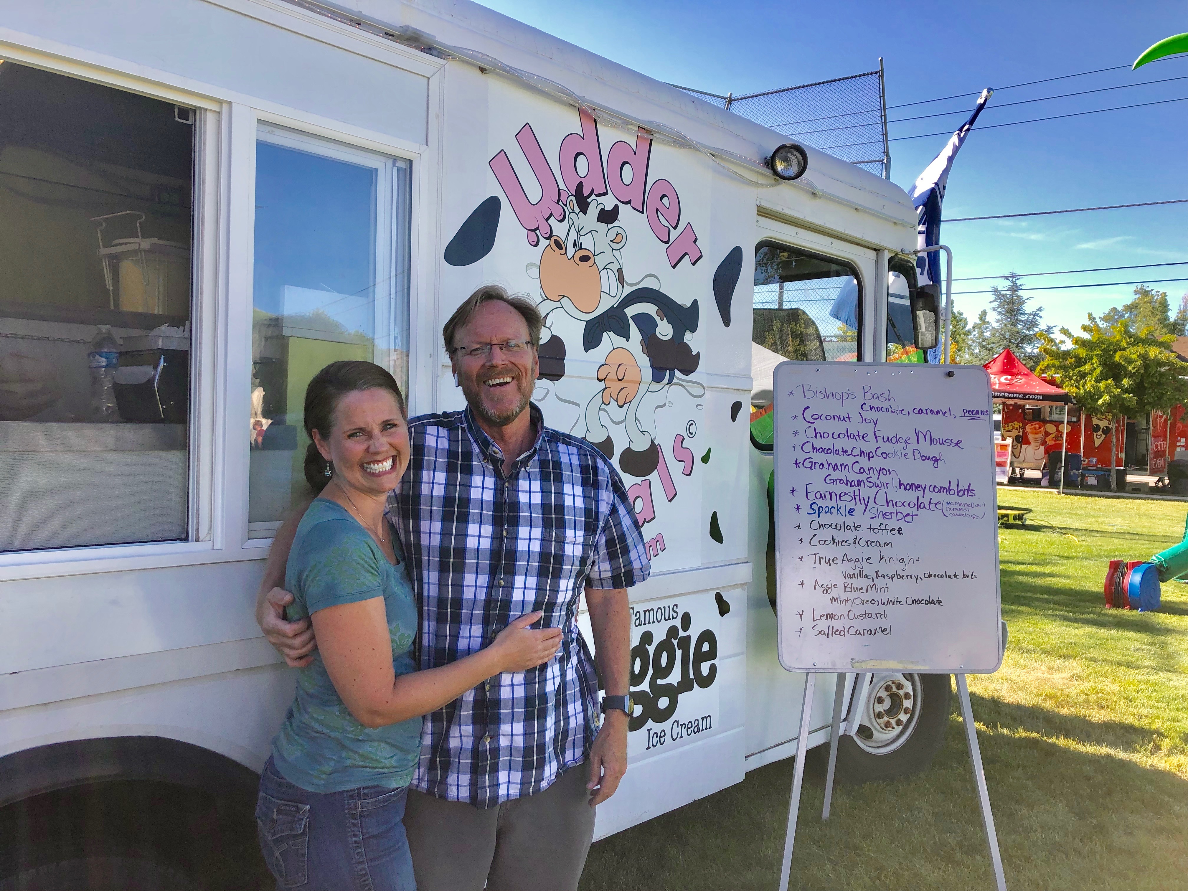 (Brodi Ashton | For The Salt Lake Tribune)  Bonniejean and Danny Brucks own Udder Rivals, which sells ice cream from the BYU and USU creameries.