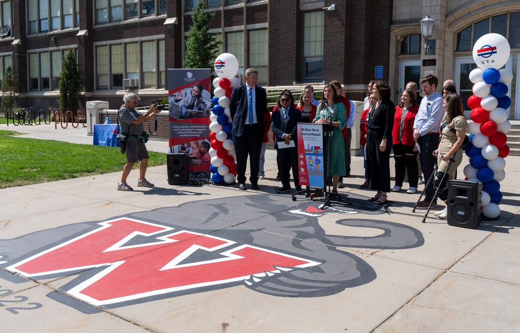 (Rick Egan | The Salt Lake Tribune)  Salt Lake City Mayor Erin Mendenhall speaks at a news conference about the new UTA guardian pass program, at West High School, on Thursday, Aug. 31, 2023.