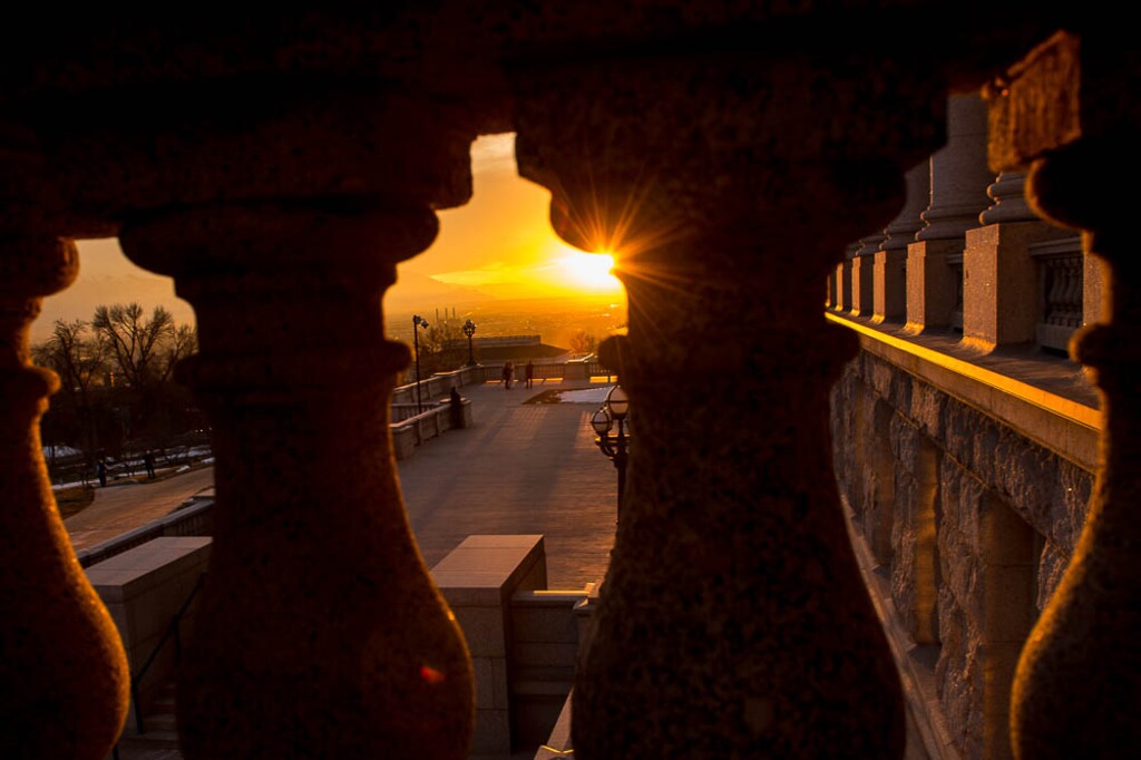 (Trent Nelson | The Salt Lake Tribune)  The sun sets, viewed from the Utah capitol in Salt Lake City, Thursday March 8, 2018.