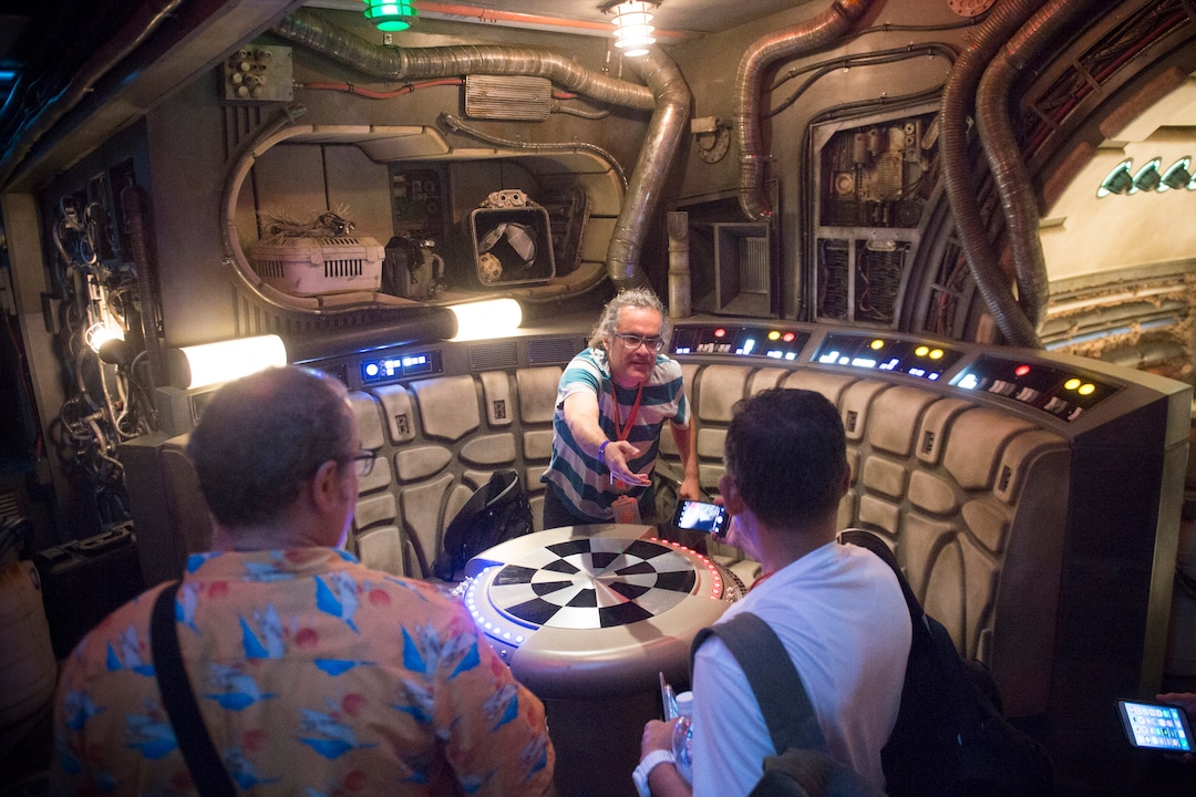 (Jeremy Harmon  |  The Salt Lake Tribune) Visitors take photos in the chess room on board the Millennium Falcon as they wait their turn to fly the ship at Star Wars: Galaxy's Edge in Anaheim, Ca. on Wednesday, May 29, 2019.