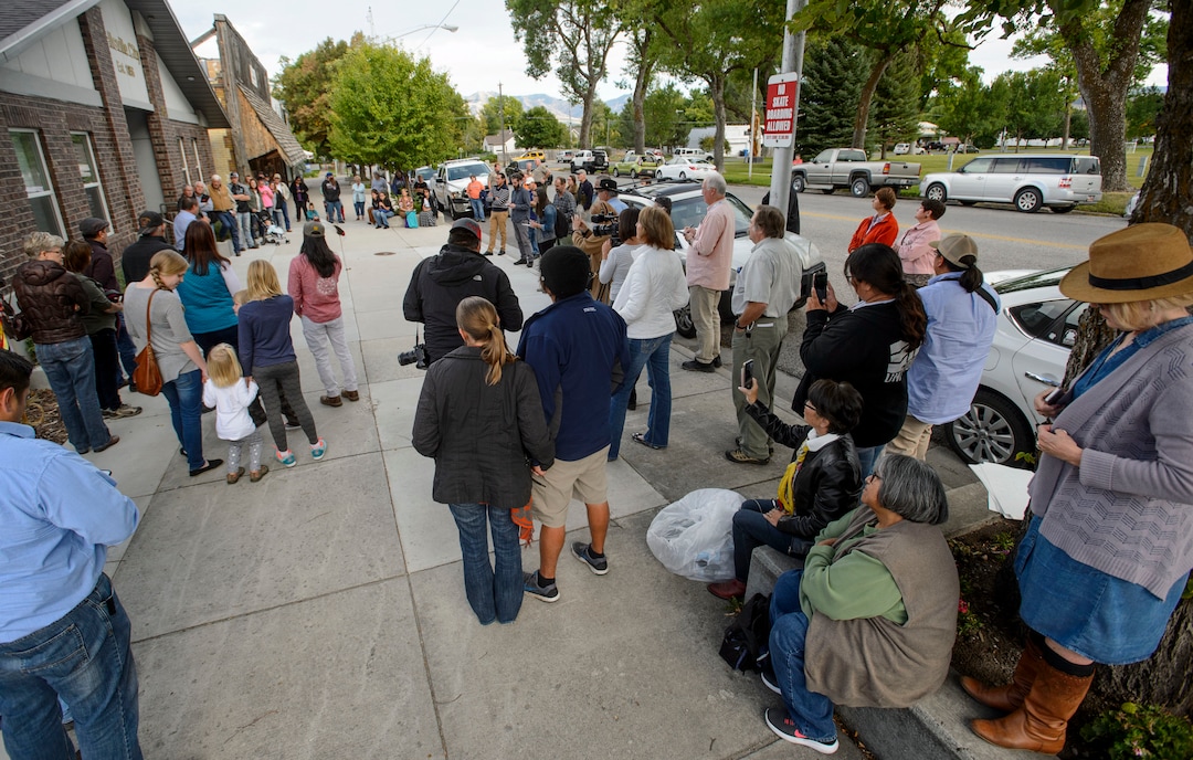 (Steve Griffin  |  The Salt Lake Tribune)  Northwest Band Tribal Council Chairman, Darren Parry, talks outside Wellsville City Hall before the Wellsville City Council met Wednesday night to discuss the Sham Battle in Wellsville Wednesday September 20, 2017. The mayor and the city council created a committee to decide the future of the Sham Battle where white residents paint their bodies red, put on war paint, and whoop and fire guns, attacking the humble settlers before being driven off by the cavalry troops. 