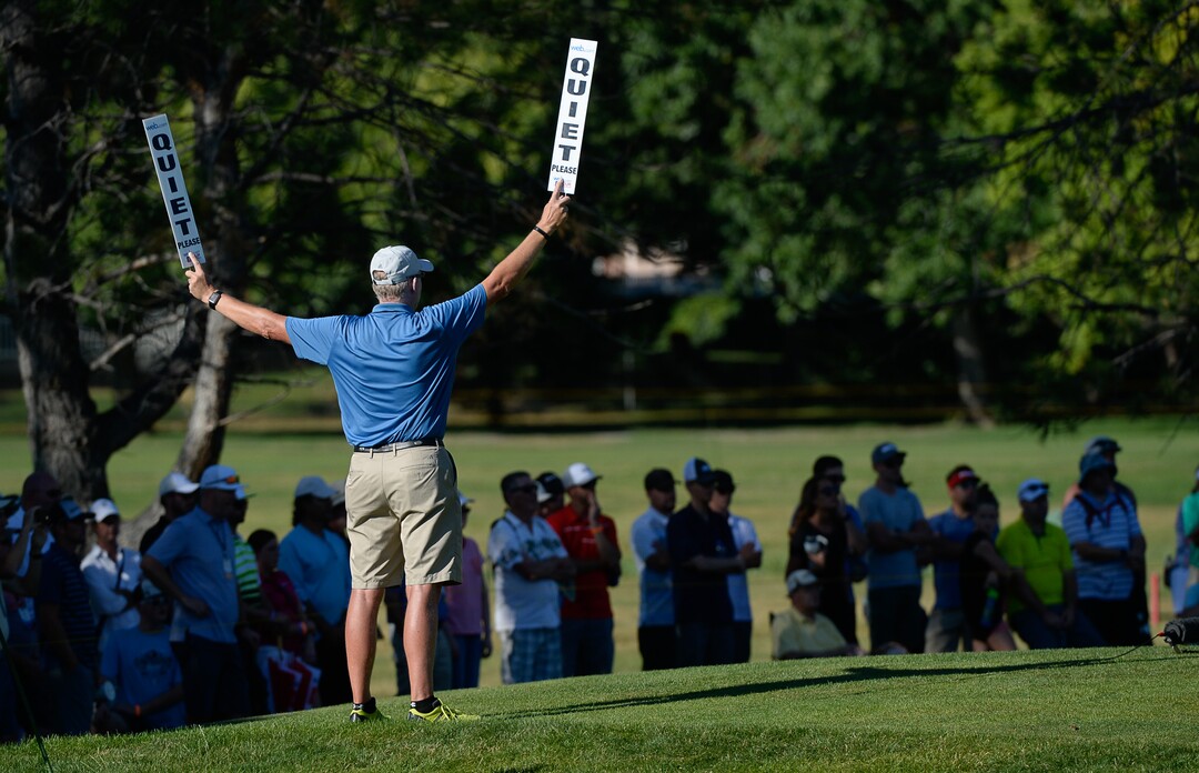 (Francisco Kjolseth  |  The Salt Lake Tribune)  The crowds are silenced during the Utah Championship golf event on the Web.com Tour at Oakridge Country Club in Farmington on Sunday, July 15, 2018.