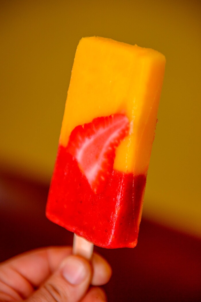 (Trent Nelson  |  The Salt Lake Tribune)  A mango strawberry paleta (popsicle) at La Michoacana Ice Cream & Paletas in West Valley City on Thursday May 9, 2019.