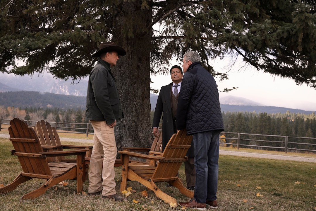 (Photo courtesy Emerson Miller/Paramount Network) Kevin Costner as John Dutton, Gil Birmingham as Thomas Rainwater and Danny Huston as Dan Jenkins in a Season 3 episode of "Yellowstone."