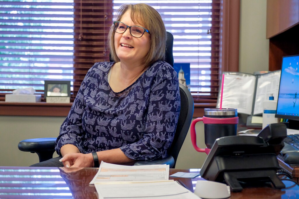 (Leah Hogsten  |  The Salt Lake Tribune) Garfield County Clerk Camille Moore in her office at the county courthouse, August, 26, 2020. Moore has served as county clerk since 1995.