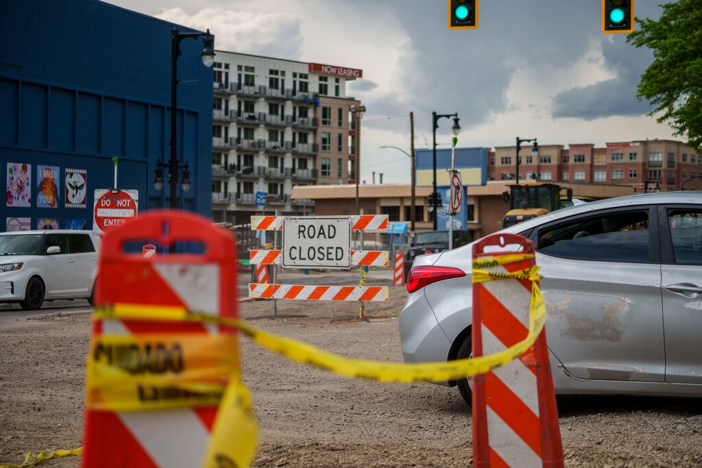 (Trent Nelson | The Salt Lake Tribune) Road construction on Highland Drive, south of 2100 South, in Salt Lake City on Thursday, June 1, 2023. Nearby 2100 South will be under construction beginning in September to upgrade a sewer line underneath the roadway.