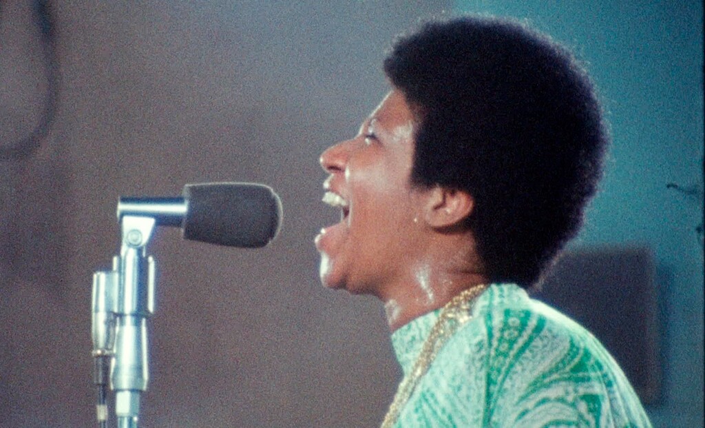 (Neon via AP) This image released by Neon shows Aretha Franklin in a scene from the film, "Amazing Grace."