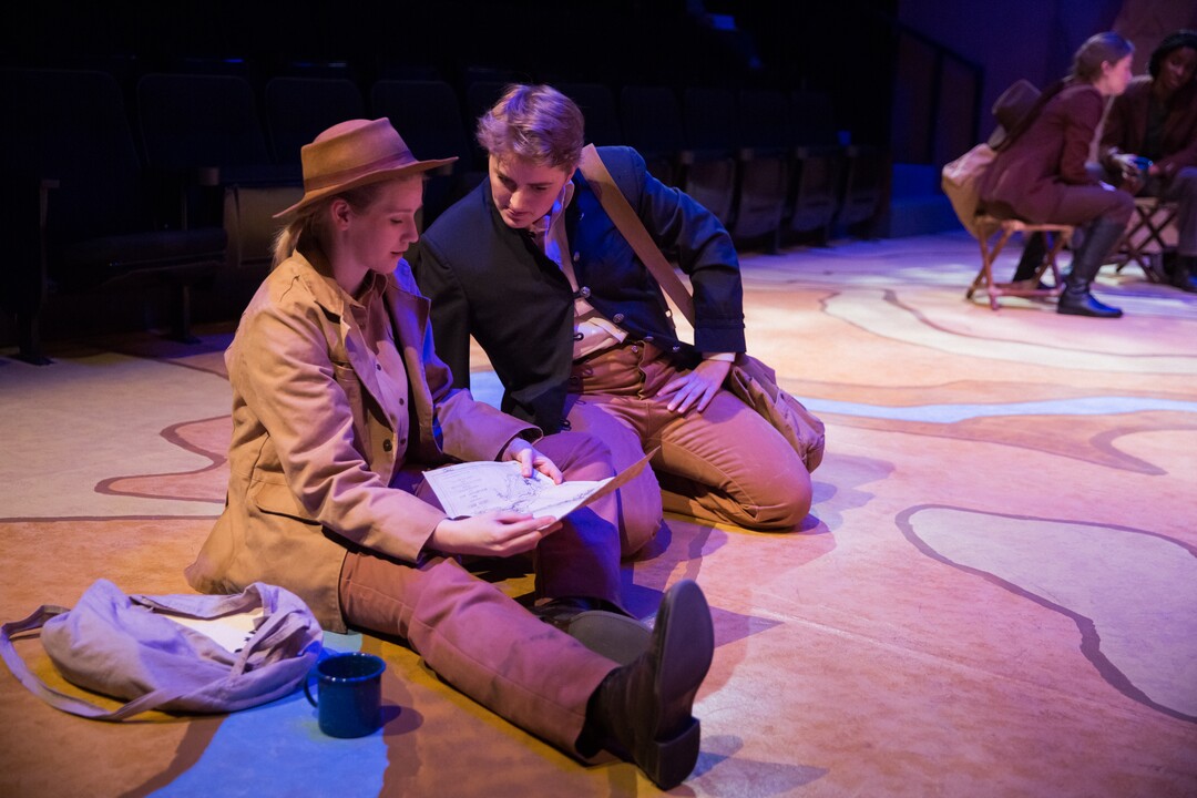 (Todd Collins | Courtesy of the University of Utah Department of Theatre)  Left to right: Savannah Bigelow as Hall and Mary-Helen Pitman as John Wesley Powell in the University of Utah Department of Theatre’s production of “Men on Boats.” The play by Jacklyn Backhaus tells the story of John Wesley Powell’s 1869 expedition to chart  the Green and Colorado Rivers through what would become Utah and other states.