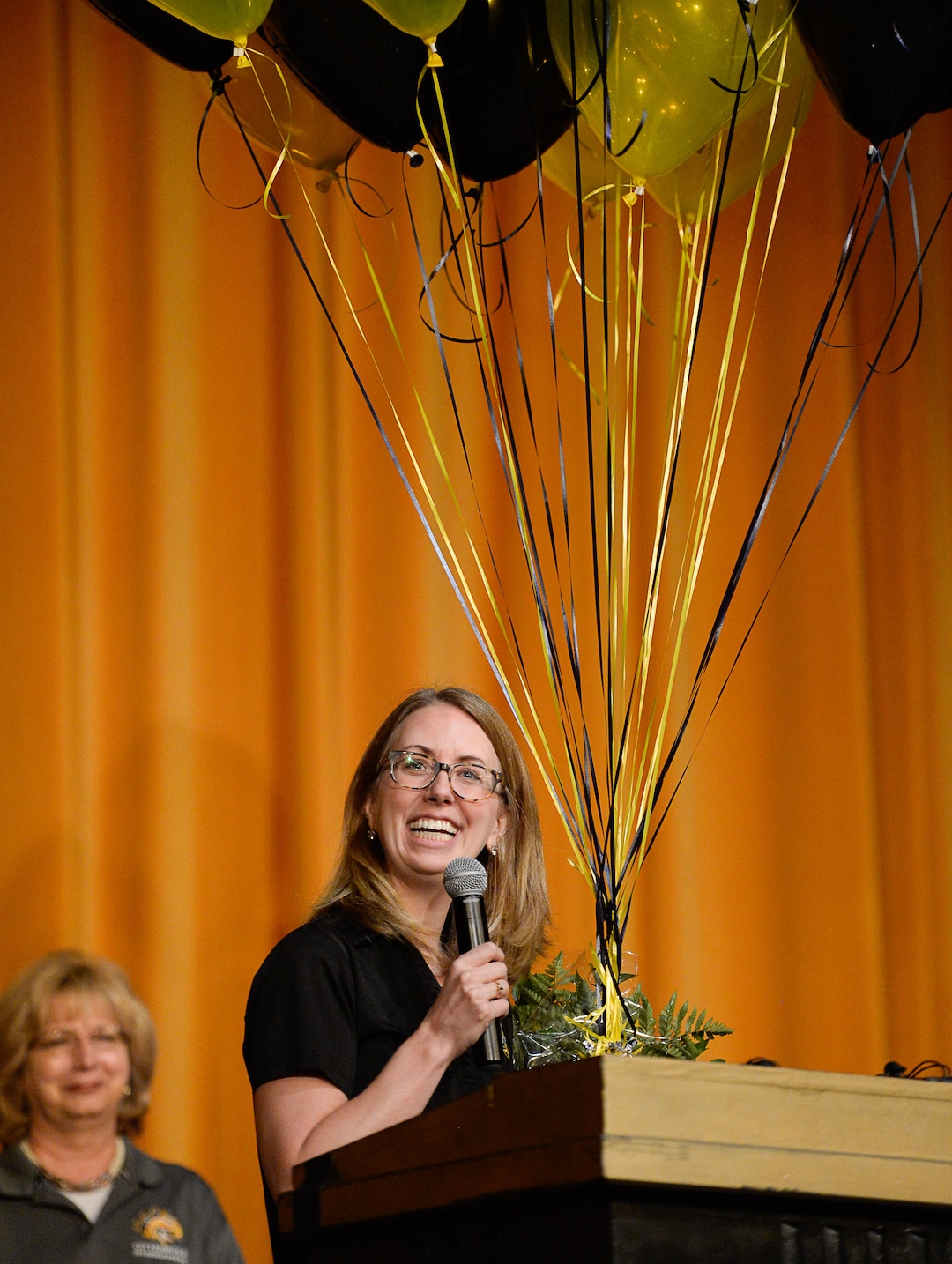 (Francisco Kjolseth  |  The Salt Lake Tribune)  Cottonwood High School English teacher Lauren Merkley is celebrated as the year's teacher of the year ahead of the school's pep rally in the school auditorium on Friday, Sept. 6, 2019.