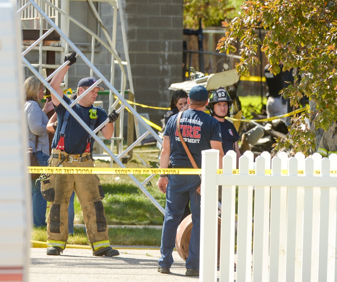 (Leah Hogsten  |  The Salt Lake Tribune) A plane crashed into a West Jordan neigborhood at Old Bingham Highway and Newcastle Rd., July 25, 2020.