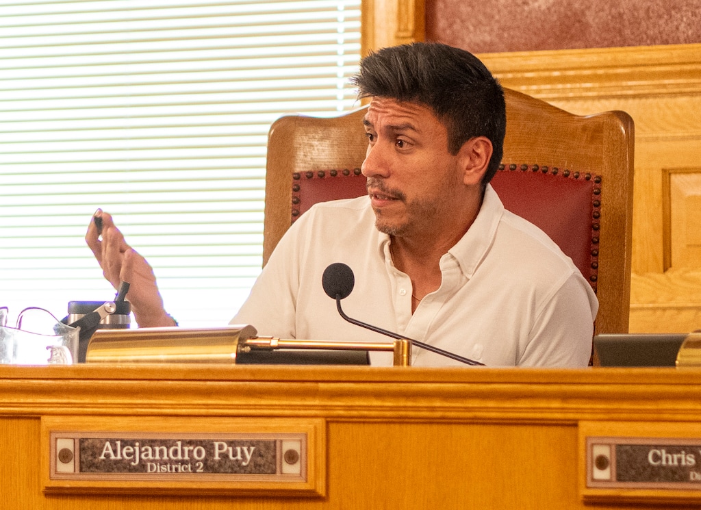 (Rick Egan | The Salt Lake Tribune) Salt Lake City Council Chair Alejandro Puy said someone went to his home uninvited and put up signs opposing license plate readers. Other council members reported similar incidents.