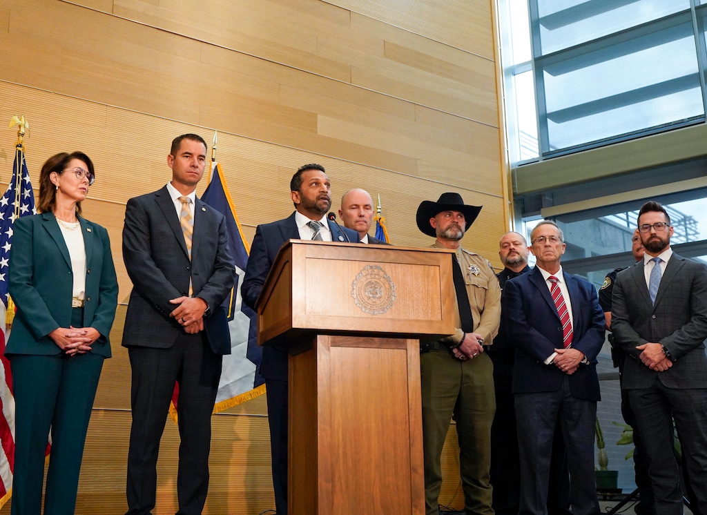 (Chris Samuels | The Salt Lake Tribune) FBI Director Kash Patel speaks during a news conference announcing an arrest of a suspect in the Wednesday shooting death of Charlie Kirk at Utah Valley University in Orem, Friday, Sept. 12, 2025.