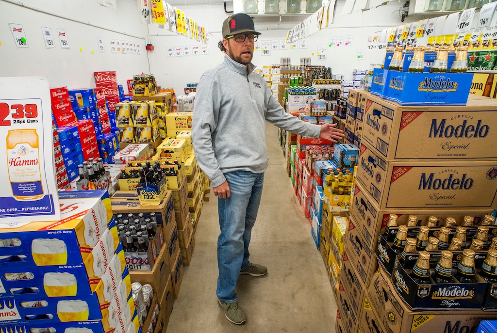 (Rick Egan  |  The Salt Lake Tribune)     Cody Bateman, owner of Discount Liquor, rearranged the layout of his store because of the drop in sales of certain kinds of beer after the Nov. 1 change in the Utah liquor law, Tuesday, Jan. 14, 2020.