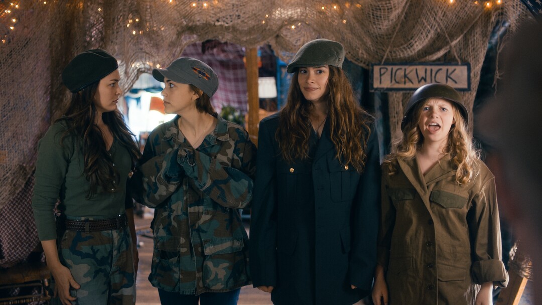 (Photo courtesy Pinnacle Peak Pictures) The March sisters — from left, Meg (Melanie Scott), Beth (Allie Jennings) Jo (Sarah Davenport) and Amy (Elise Jones) — convene their Pickwick Club, in a scene from director Clare Niederpruem's modern-day adaptation of Louisa May Alcott's "Little Women."