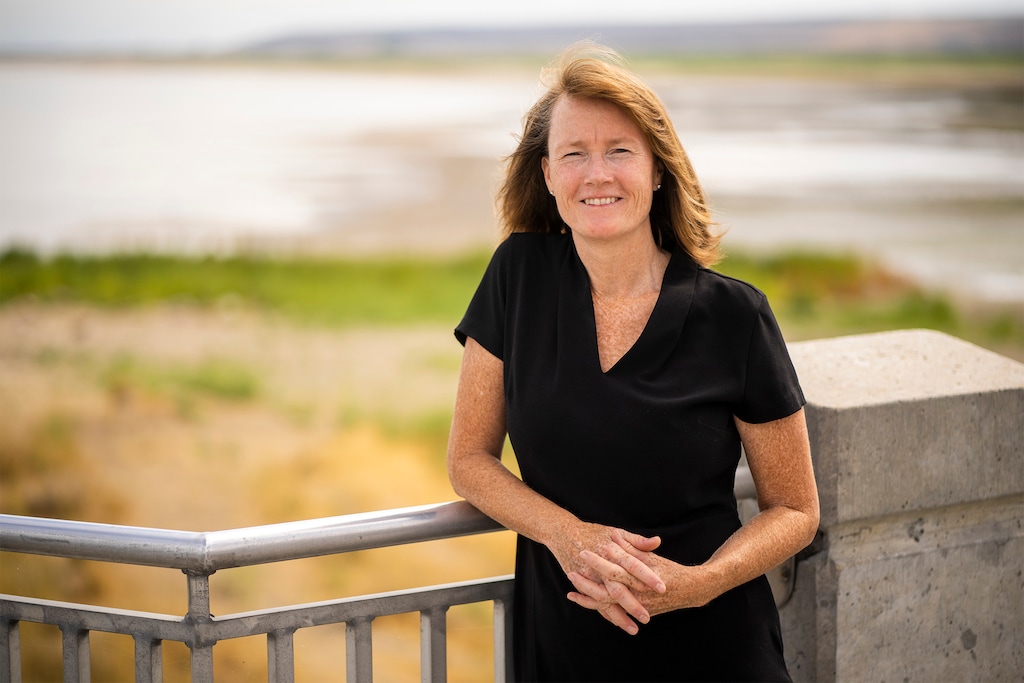 (Rick Egan | The Salt Lake Tribune) Congressional District 2 candidate Kathleen Riebe at the Great Salt Lake State Park, on Wednesday, Aug. 2, 2023.