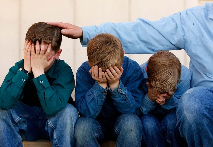 (Trent Nelson | The Salt Lake Tribune)
Eldorado, Texas - Nearly two months after 416 FLDS children had been removed from the polygamous sect's YFZ Ranch, the Texas Supreme Court ruled that CPS must return the children due to a lack of evidence. Having spent two months in a shelter, Edson Jessop's young sons Zachery, Ephraim and Russell Jessop wanted nothing more than to see an end to the persistent media coverage and return to their quiet family life on the ranch.