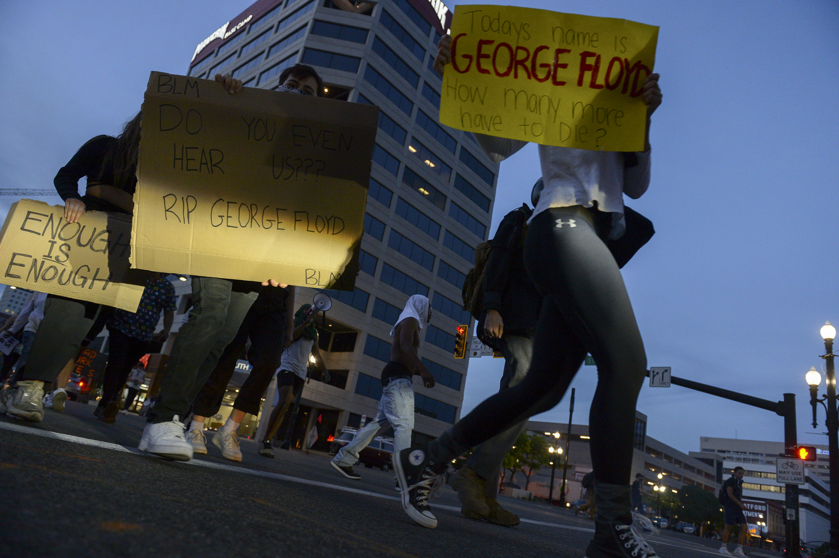 (Leah Hogsten  |  The Salt Lake Tribune)  Protest against police brutality in Salt Lake City on Monday, June 1, 2020.