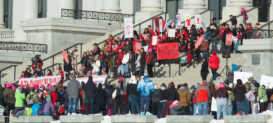 (Rick Egan  |  The Salt Lake Tribune)     Womxn Marchers rally at the State Capitol Building, in the 2020 Womxn's March in Salt Lake City, Saturday, Jan. 18, 2020.