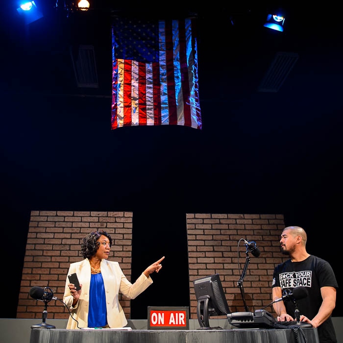 (Trent Nelson | The Salt Lake Tribune)  
Yolanda Stange and Carlos Nobleza Posas in Iris Salazar's "American Pride," one of four short plays by four Utah playwrights of color that make up Plan-B Theatre's "Of Color," during rehearsal in Salt Lake City on Tuesday March 19, 2019.