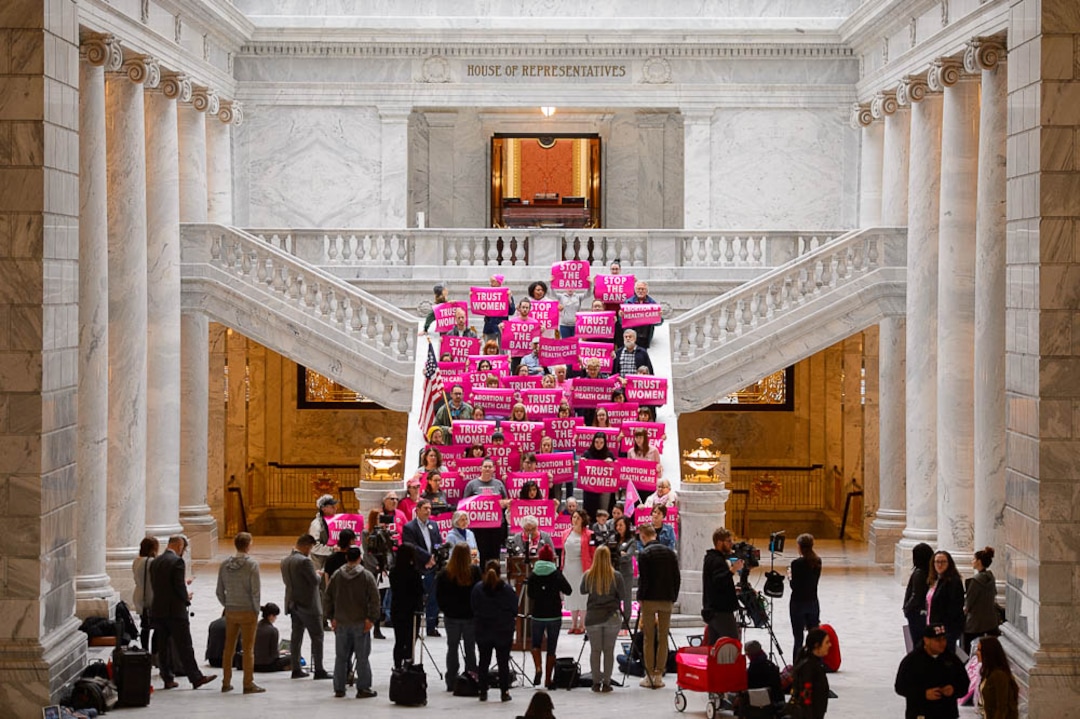 (Trent Nelson  |  The Salt Lake Tribune)  Planned Parenthood Association of Utah and the ACLU of Utah hold a news conference on Utah's pending 18-week abortion ban, at the Utah Capitol in Salt Lake City on Wednesday April 10, 2019.