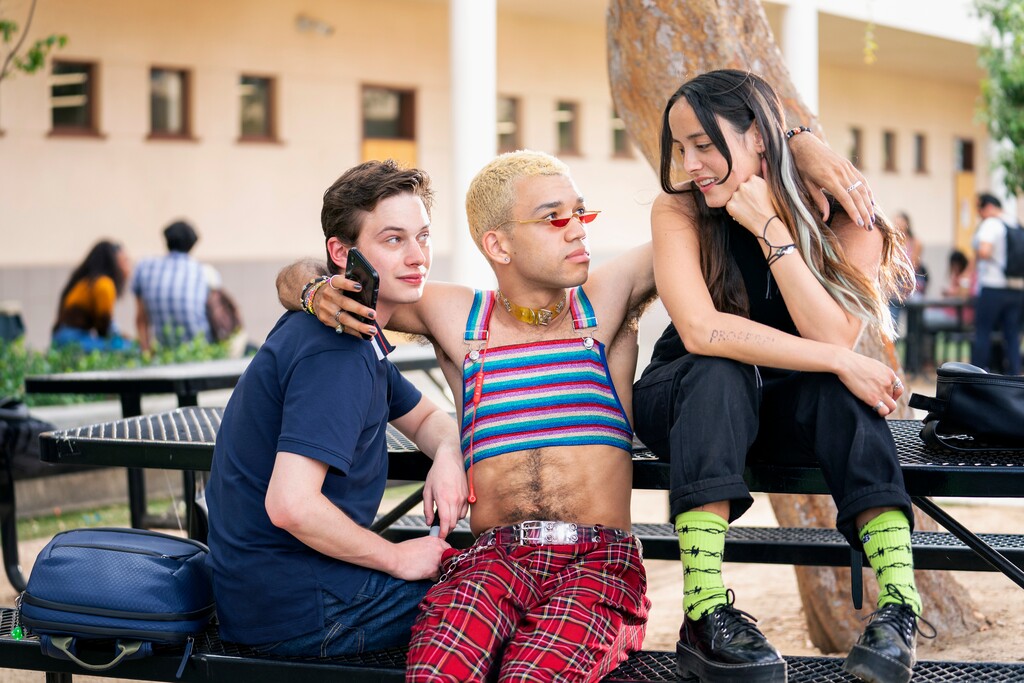 (Photo courtesy of Jennifer Clasen / HBO Max)  Uly Schlesinger as Nathan, Justice Smith as Chester and Chase Sui Wonders as Riley in "Genera+ion."