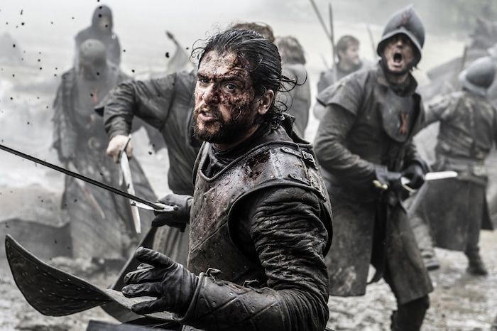 Jon Snow (Kit Harington) fights the Battle of the Bastards in “Game of Thrones.”Photo: Helen Sloan/HBO