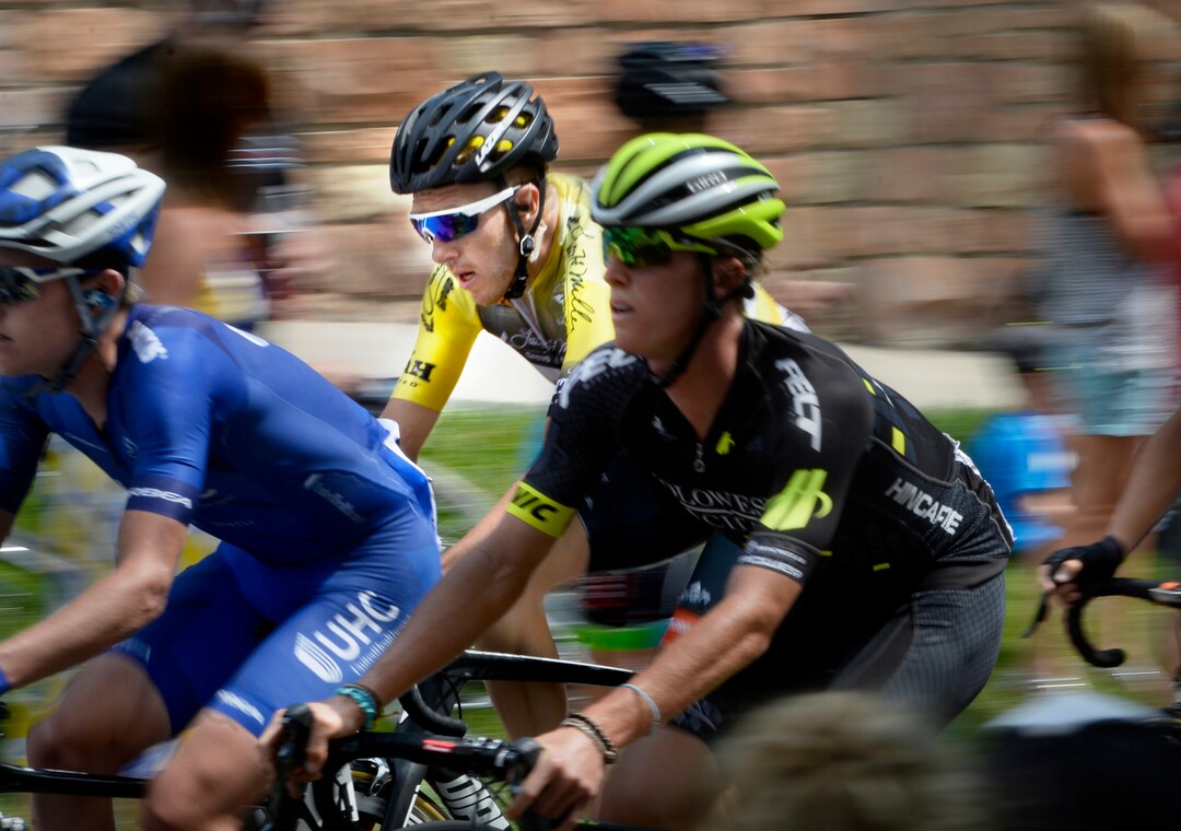(Scott Sommerdorf   |  The Salt Lake Tribune)   Robert Britton blurs as he pushes uphill on State Street on his way to winning the 2017 Tour of Utah, Sunday, August 6, 2017.