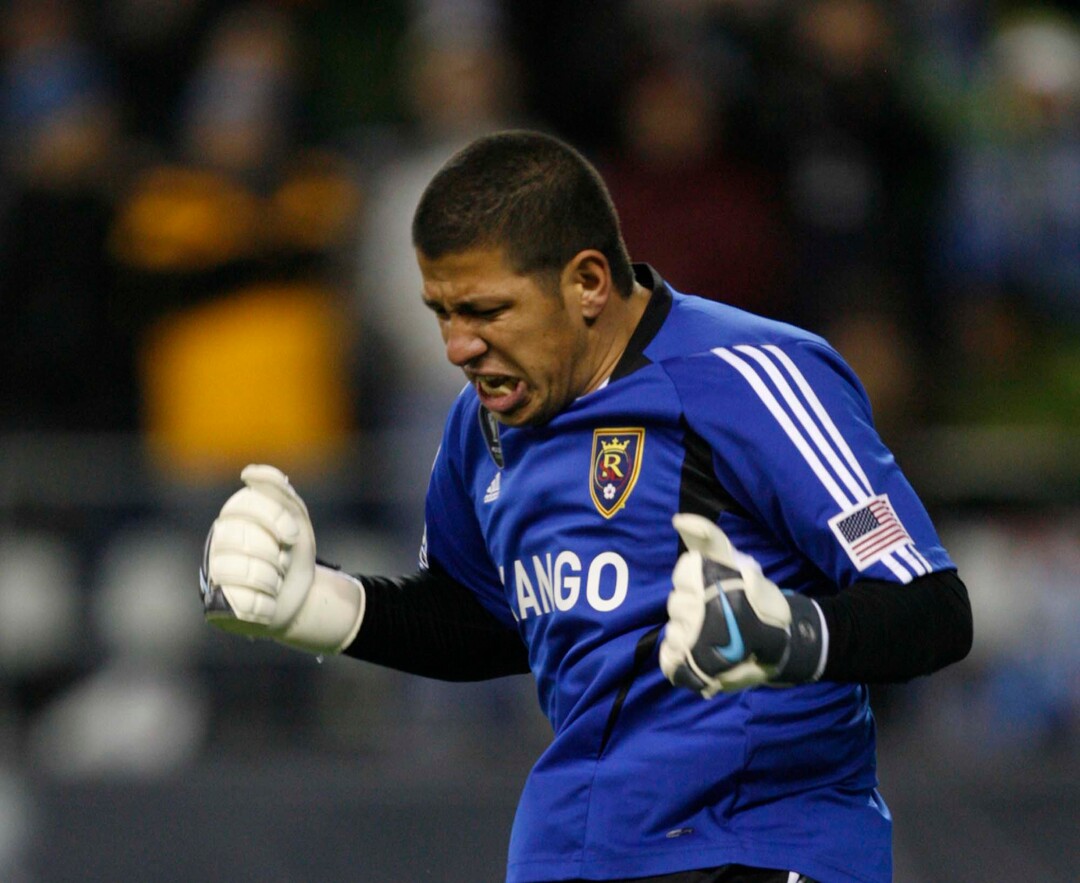 (Trent Nelson  |  Tribune file photo) Real Salt Lake goalkeeper Nick Rimando (18) celebrates a miss by LA's Landon Donovan during the shoot out. Real Salt Lake vs. LA Galaxy, MLS Cup Sunday, November 22 2009 at Qwest Field in Seattle.