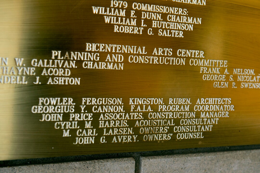 (Jeremy Harmon  |  The Salt Lake Tribune) John Price's name is seen on a plaque honoring the names of people and organizations who contributed to the construction of Abravanel Hall.