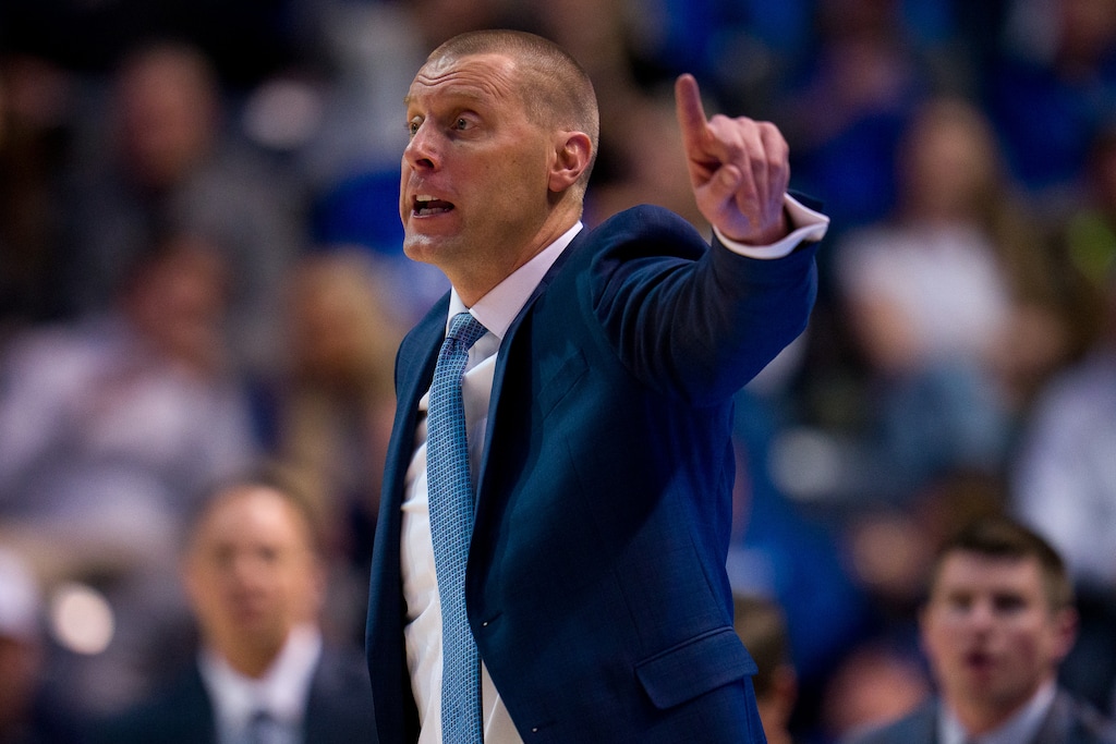 (Trent Nelson  |  The Salt Lake Tribune) Mark Pope as BYU hosts Cincinnati, NCAA basketball in Provo on Saturday, Jan. 6, 2024.