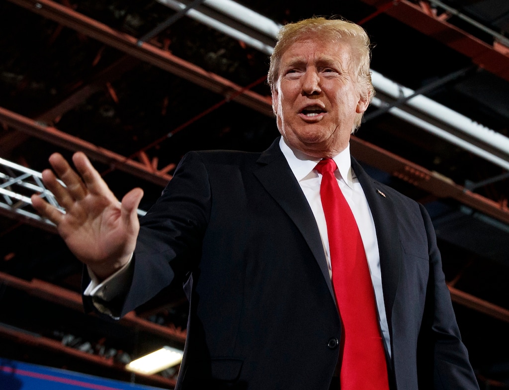 President Donald Trump arrives to speak at a rally at the Four Seasons Arena at Montana ExpoPark, Thursday, July 5, 2018, in Great Falls, Mont. (AP Photo/Carolyn Kaster)