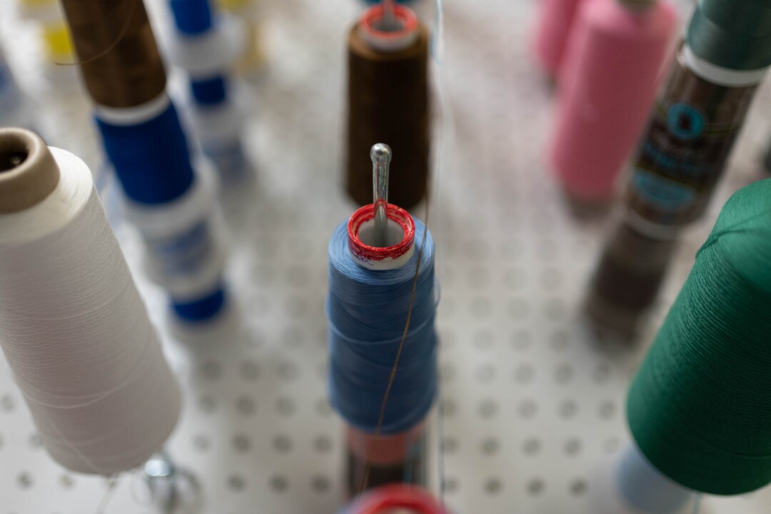 (Francisco Kjolseth | The Salt Lake Tribune) Tools of the trade, spools of thread line the walls where David Heuvel, the retiring director of costume production at Ballet West has done much of his five decades of work in the industry.