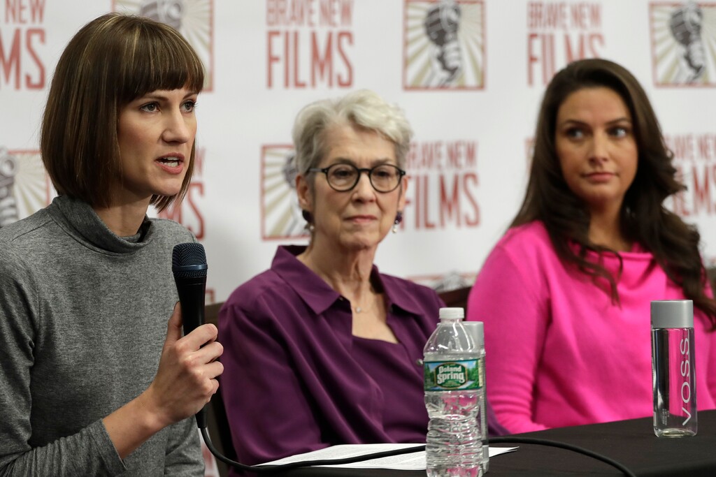 (Mark Lennihan | The Associated Press) Rachel Crooks, left, Jessica Leeds, center, and Samantha Holvey attend a news conference, Monday, Dec. 11, 2017, in New York to discuss their accusations of sexual misconduct against Donald Trump. The women, who first shared their stories before the November 2016 election, called for a congressional investigation into Trump's alleged behavior.