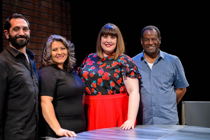 (Trent Nelson | The Salt Lake Tribune)  
Bijan Hosseini, Iris Salazar, Olivia Custodio, and Darryl Stamp, the four Utah playwrights of color that make up Plan-B Theatre's "Of Color," photographed in Salt Lake City on Tuesday March 19, 2019.
