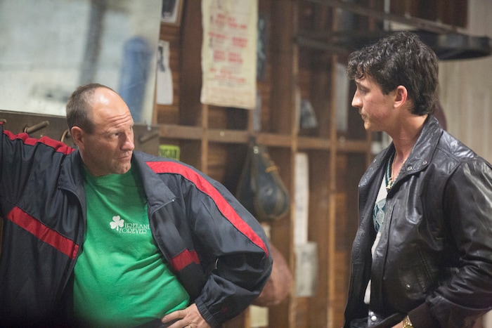 In this image released by Open Road Films, Miles Teller, right, and Aaron Eckhart appear in a scene from the film, "Bleed For This." (Seacia Pavao/Open Road Films via AP)