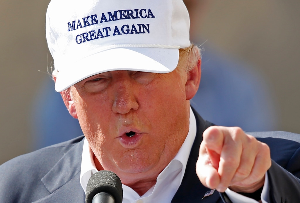 (Robert F. Bukaty | AP File Photo) In this June 30, 2016 photo, Republican presidential candidate Donald Trump speaks at a campaign event at the former Osram Sylvania light bulb factory in Manchester, N.H.