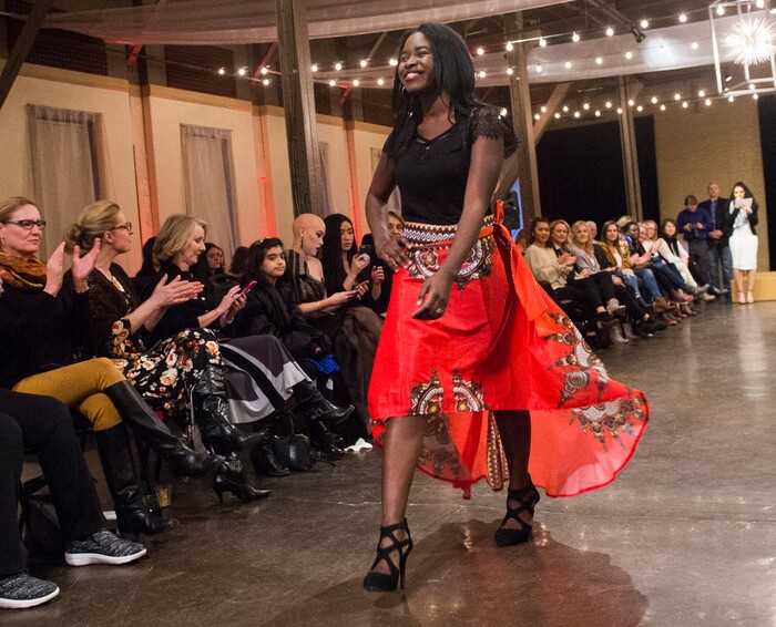 (Rick Egan  |  The Salt Lake Tribune) Alida Alida Bonane from Congo Brazzaville, walks the runway, at the 8th Annual Women of the World Fashion Show. The fashion show fund is raiser for the non-profit that seeks to help refugees settle in a new culture. Wednesday, March 7, 2018.