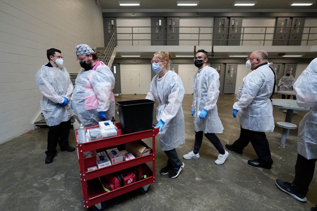 (Francisco Kjolseth | The Salt Lake Tribune) Nomi Health, staff wrap up around 40 vaccinations administered to incoming inmates at the Utah State Prison in Draper on Tuesday, July 27, 2021. Nomi Health is the direct healthcare company coordinating COVID-19 testing and vaccination efforts across the country and Utah Department of Corrections.