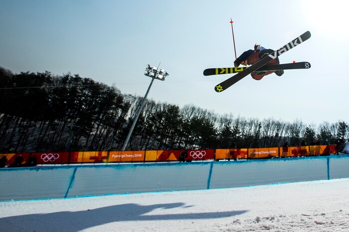 (Chris Detrick  |  The Salt Lake Tribune)  Maddie Bowman of the United States competes in the Ladies' Ski Halfpipe Final Run at Phoenix Park during the Pyeongchang 2018 Winter Olympics Tuesday, Feb. 20, 2018. 