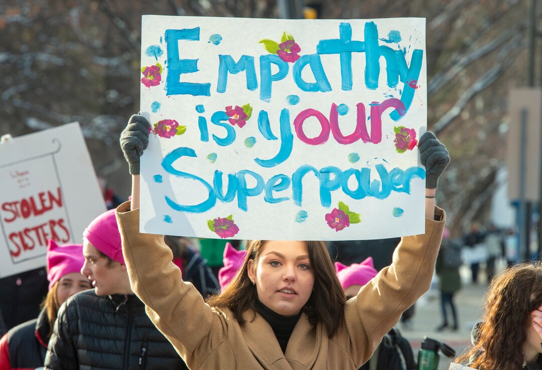 (Rick Egan  |  The Salt Lake Tribune)     Marchers make their way up State Street from Washington Square Park to the Capitol Building, in the 2020 Womxn's March in Salt Lake City, Saturday, Jan. 18, 2020.