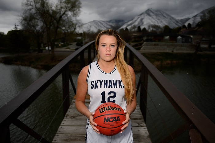 (Trent Nelson | The Salt Lake Tribune)Salem Hills senior Lauren Gustin is The Salt Lake Tribune's girls' basketball player of the year. Thursday April 12, 2018.