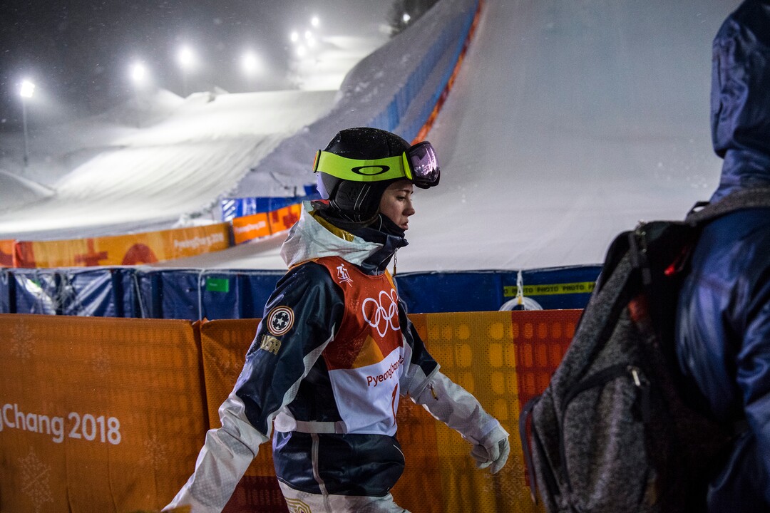 (Chris Detrick  |  The Salt Lake Tribune)  Park City's Jaelin Kauf walks away after competing the Ladies' Moguls Final at Phoenix Park during the Pyeongchang 2018 Winter Olympics Sunday, February 11, 2018. Kauf finished seventh with a score of 76.03.
