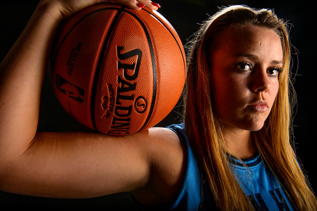 (Steve Griffin  |  The Salt Lake Tribune)  Prep basketball Lauren Gustin, Salem Hills, in the Salt Lake Tribune studio in Salt Lake City Tuesday April 10, 2018.