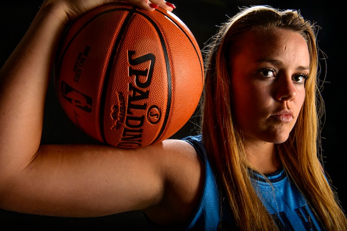 (Steve Griffin  |  The Salt Lake Tribune)  Prep basketball Lauren Gustin, Salem Hills, in the Salt Lake Tribune studio in Salt Lake City Tuesday April 10, 2018.