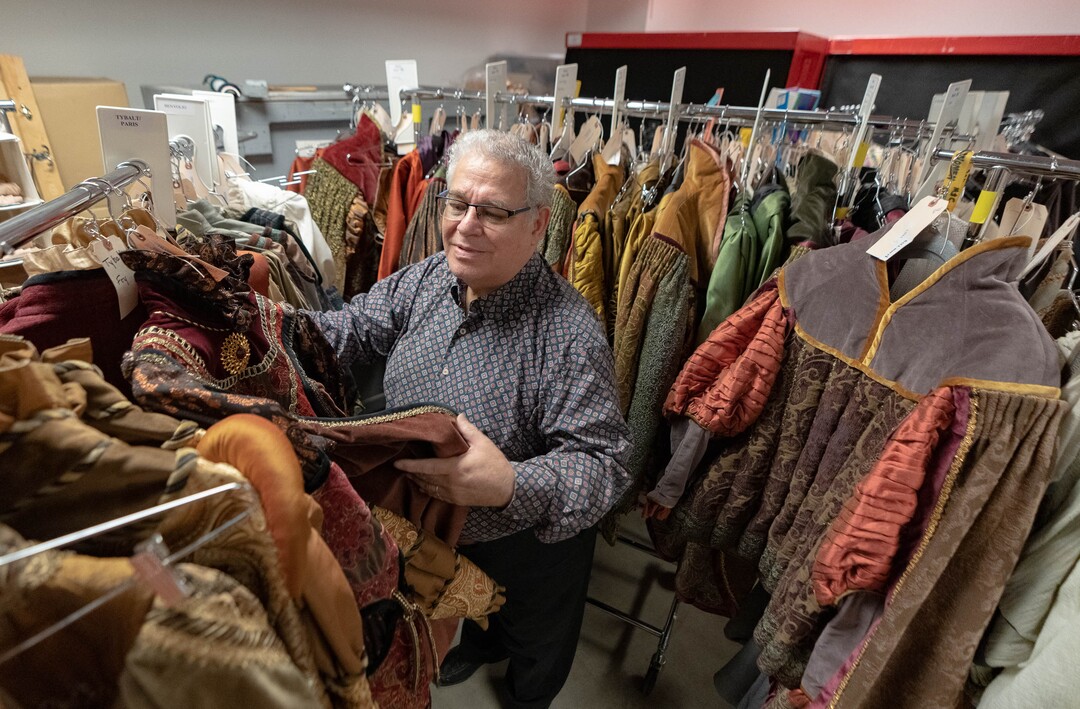 (Francisco Kjolseth | The Salt Lake Tribune) David Heuvel, the retiring director of costume production at Ballet West who has spent five decades in the arts industry, overlooks completed costumes for his final hurrah designing outfits for Romeo and Juliet on Thursday, Feb. 3, 2022.