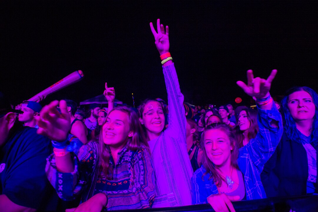 (Rick Egan  |  The Salt Lake Tribune)     Fans cheer as SOJA plays the Reggae Rise Up Music Festival at the Rivers Edge near Heber City, Sunday, Aug. 26, 2018.