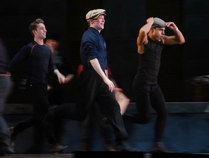 (Rick Egan  |  The Salt Lake Tribune)  Pioneer Theatre Company rehearses the acrobatic anthem "Seize the Day" on Wednesday, Nov. 29, for the upcoming production of "Newsies," which opens Dec. 1.