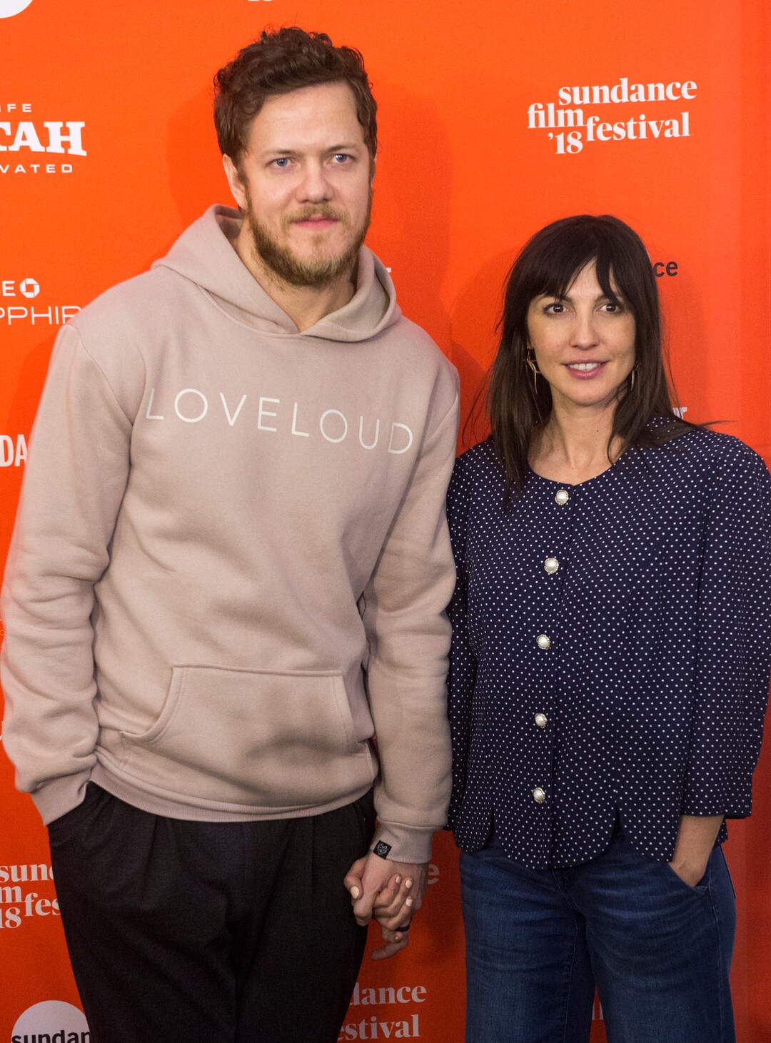 (Rick Egan  |  The Salt Lake Tribune)    Dan Reynolds and Aja Volkman, his wife, on the red carpet for the premiere of "Believer," a documentary about Imagine Dragons frontman Dan Reynolds trying to reconcile his Mormon beliefs with his support for LGBTQ community in Park CIty at the Sundance Film Festival, Saturday, January 20, 2018.