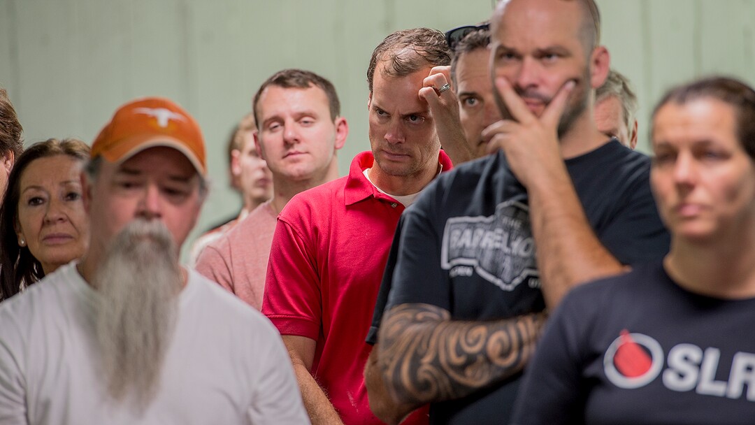 (Leah Hogsten  |  The Salt Lake Tribune) Uintah Fire evacuees listen as Weber County commissioners and the Weber County deputy fire marshal field questions during a press conference at the Dee Events Center on the Weber State University campus in Ogden. Evacuees were given food and water as residents waited to hear if they could return to their homes. The Uintah Fire is still burning through the town of Uintah and pockets of South Weber, as well as the unincorporated subdivision of Uintah Highlands.