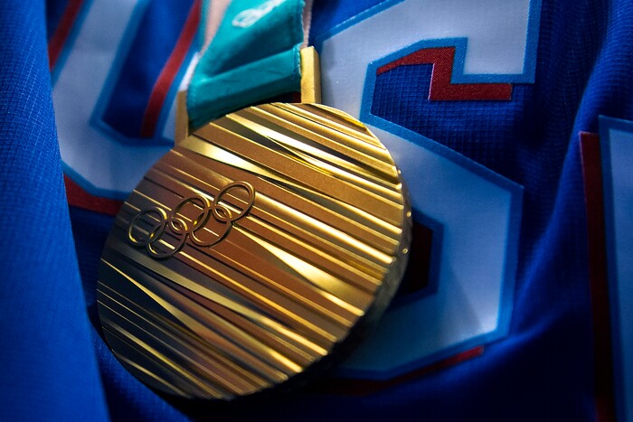 (Chris Detrick  |  The Salt Lake Tribune) United States forward Hilary Knight's (21) gold medal after winning the Women's Gold Medal Game at Gangneung Hockey Centre during the Pyeongchang 2018 Winter Olympics Thursday, Feb. 22, 2018. United States defeated Canada 3-2 in a shootout victory. 